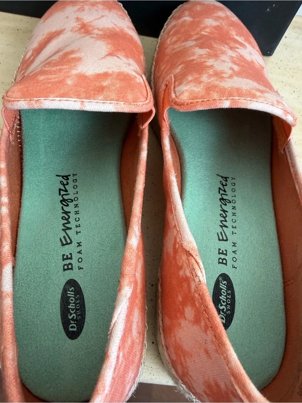 NIB Dr. Scholl's Coral Tie-Dye Platform Espadrilles 10M